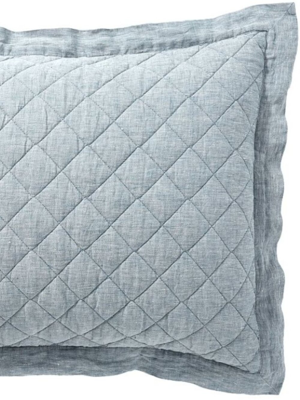 Pottery Barn Belgian Flax Linen Diamond Quilted Chambray Standard Shams Set of 2